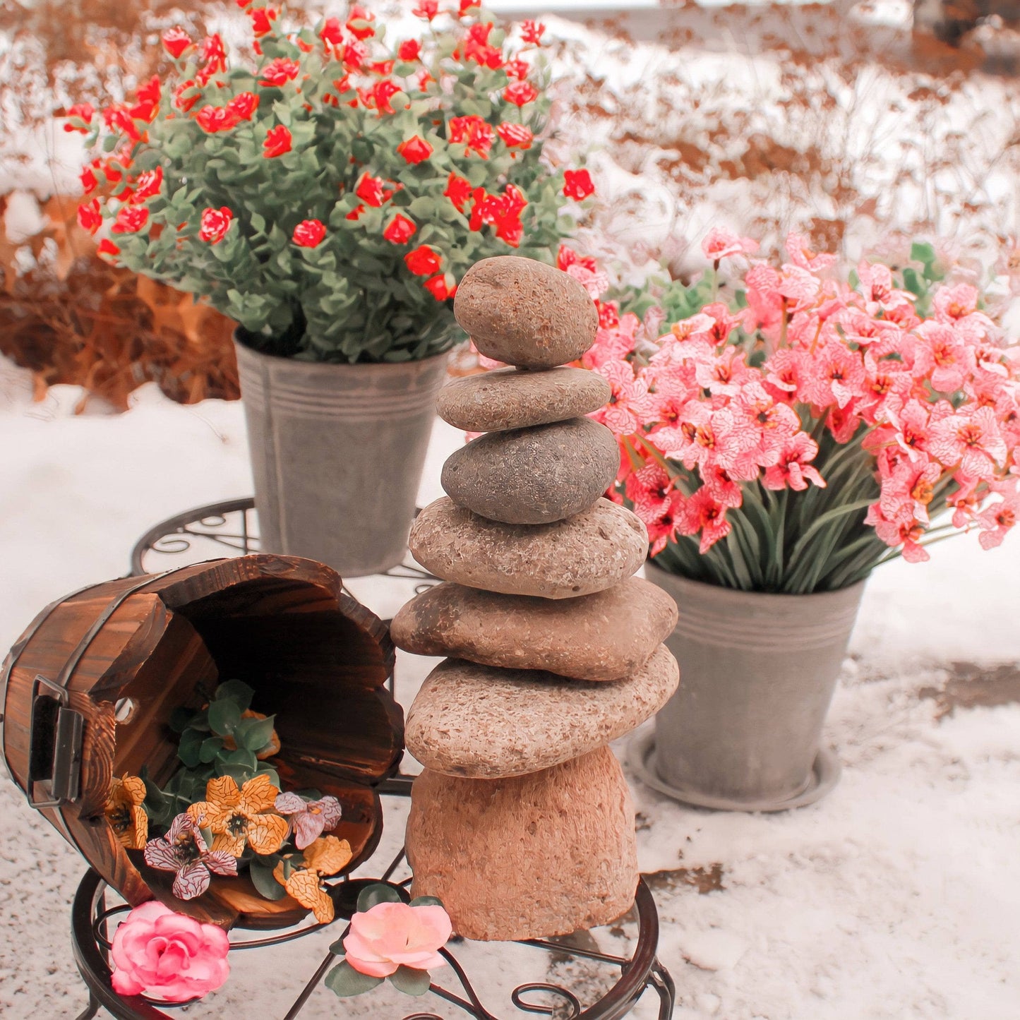 7-Stone Cairn Garden Statue