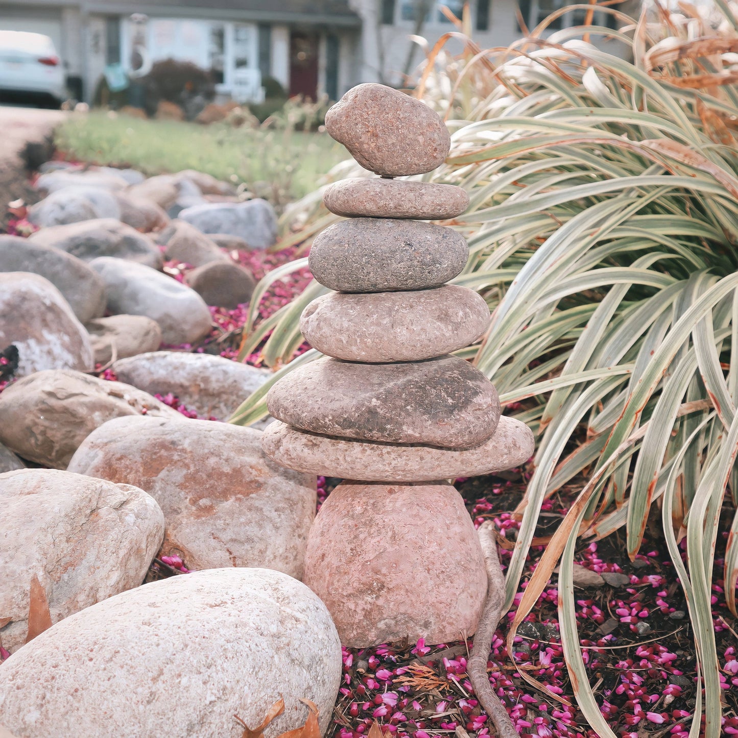 7-Stone Cairn Garden Statue