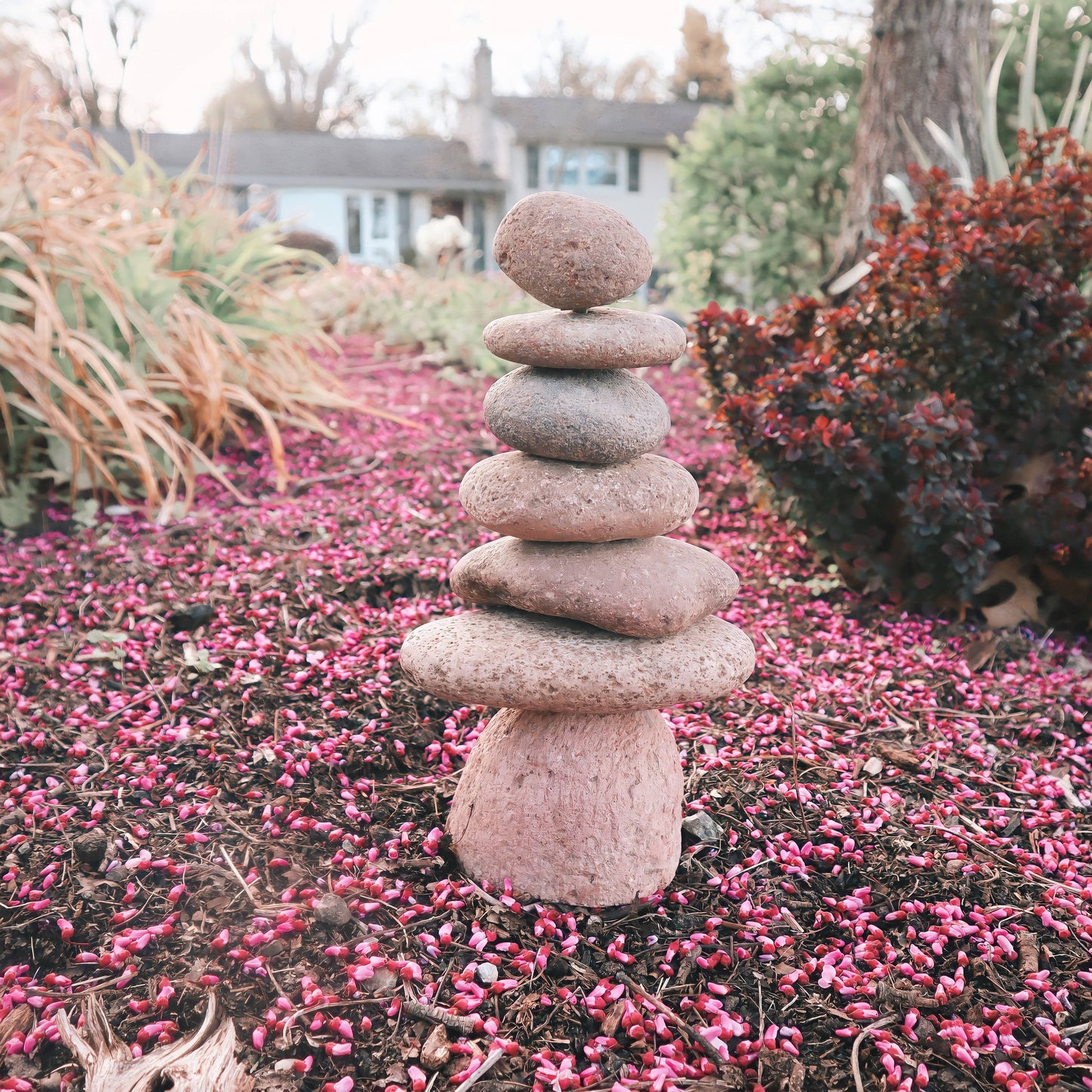 7-Stone Cairn Garden Statue