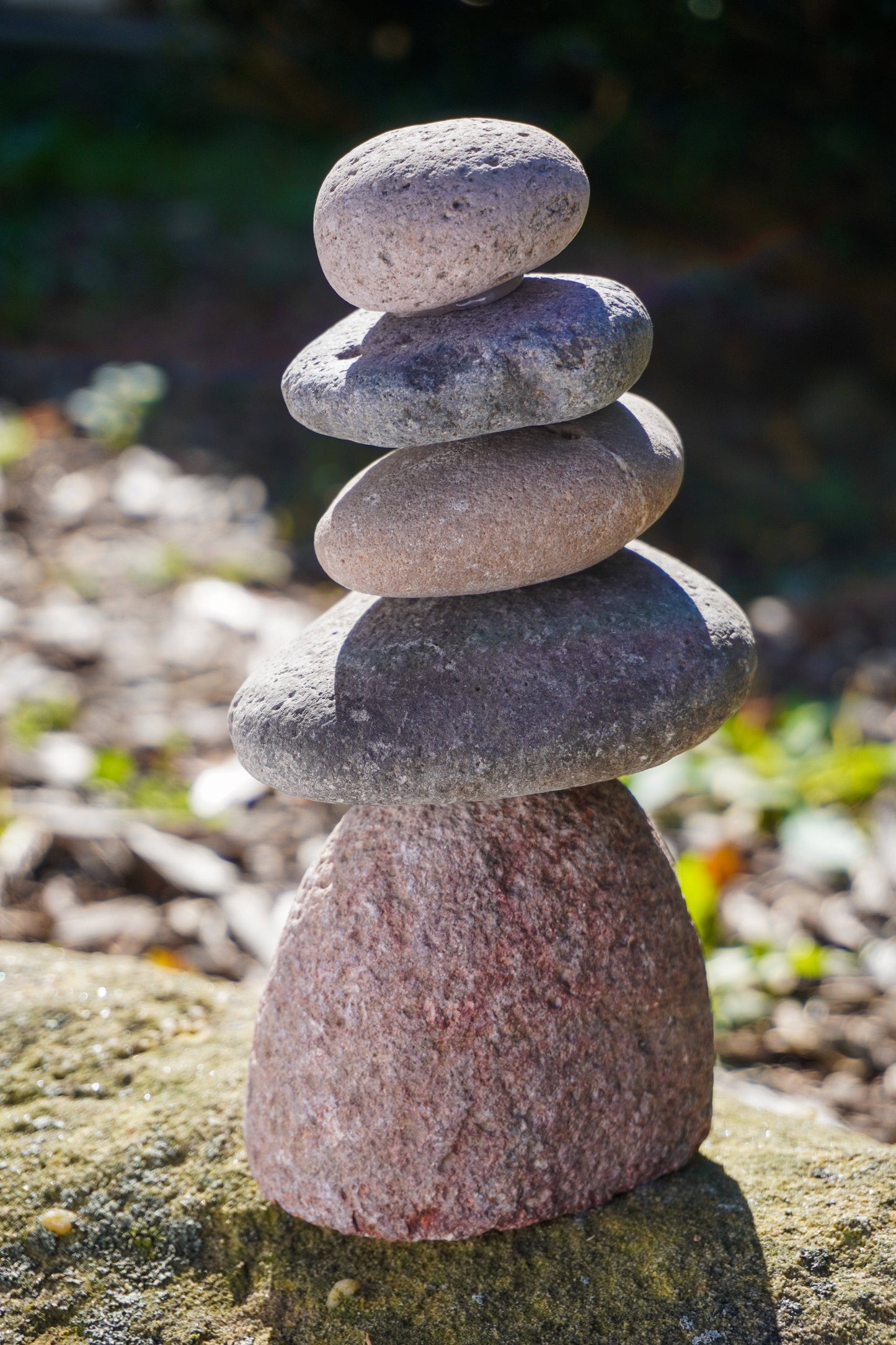 5-Stone Cairn Garden Statue