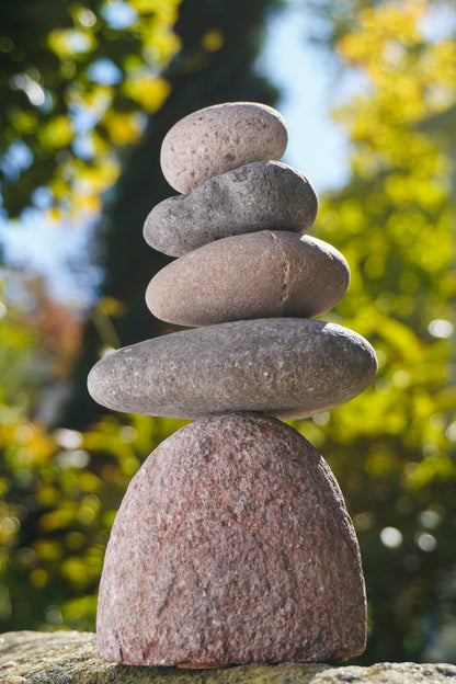 5-Stone Cairn Garden Statue