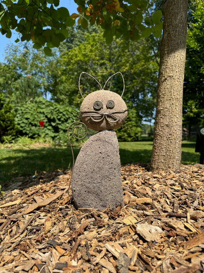 Whiskered Cat Garden Statue