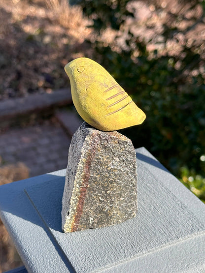 Mini Birds On Rocks Stone Statues