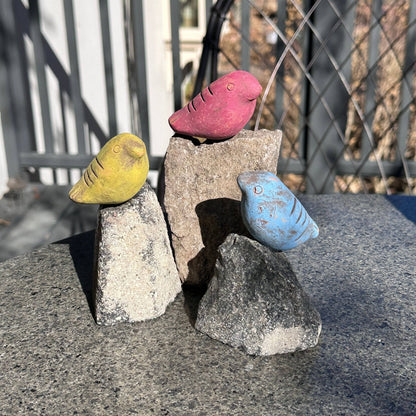 Mini Birds On Rocks Stone Statues