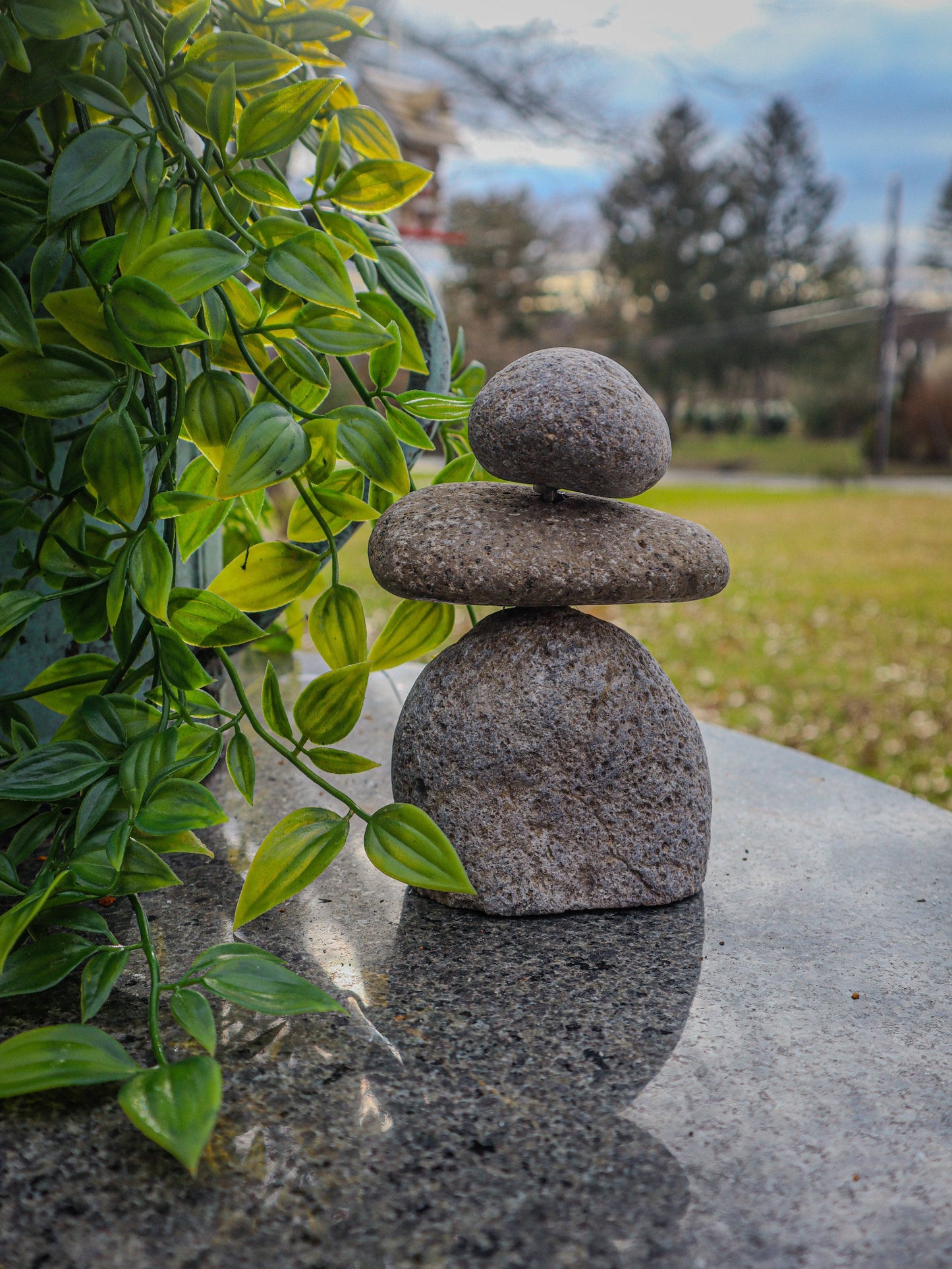 3 Stone Cairn Garden Statue