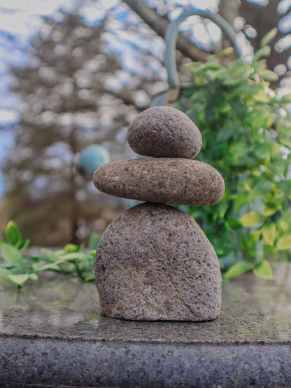 3 Stone Cairn Garden Statue