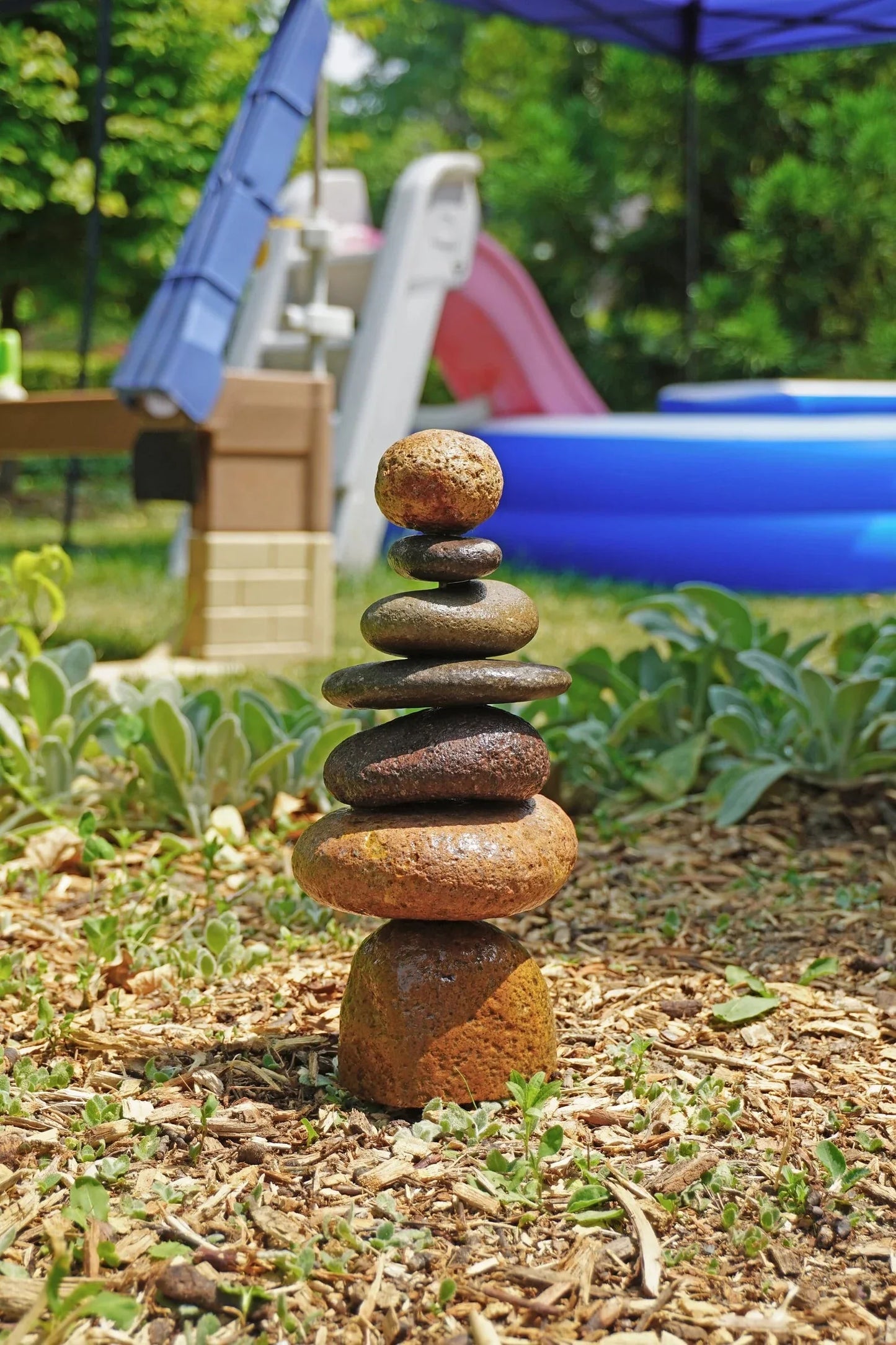 7-Stone Cairn Garden Statue