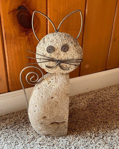 Whiskered Cat Garden Statue