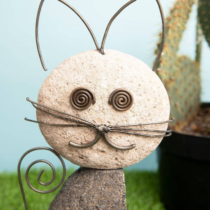 Whiskered Cat Garden Statue